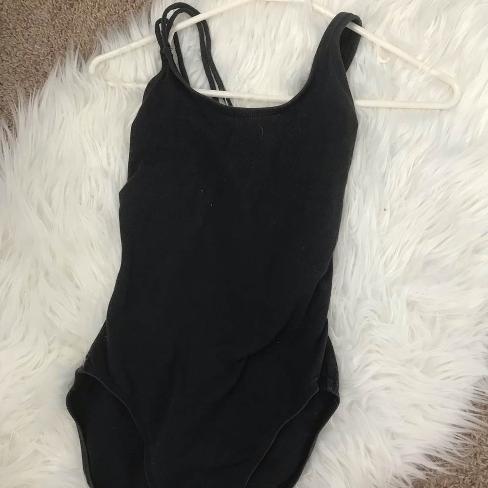 Black back twist leotard
